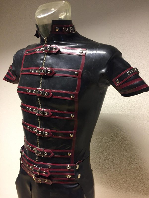 Mens Black +Plum Front Buckled Shirt MST13 front