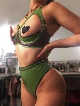 Womens Brown + Green Open Cup Bra WLB18